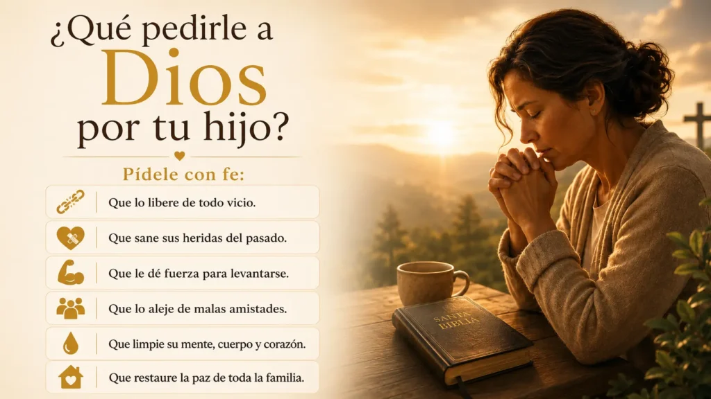 infografia de como orar por tu hijo y que palabras decir